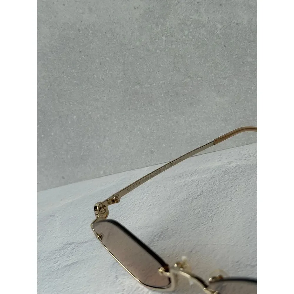 NEW Gucci GG1604S 004 Gold Cat Eye Brown Lens Sunglasses $720